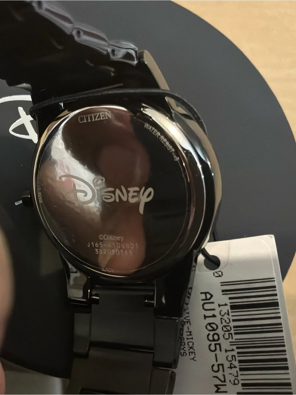 New Citizen Mickey Mouse Fiesta Eco-Drive Black Steel Watch AU1095-57W